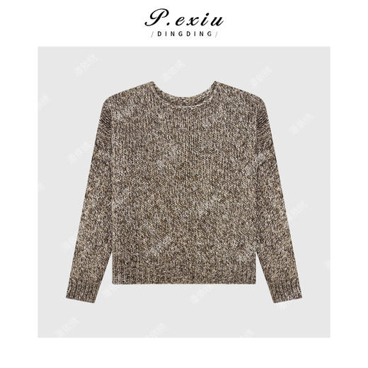 04-2潘依绣丁丁宠粉 兔绒羊毛花纱慵懒风粗针长袖针织毛衣 L2717 商品图1