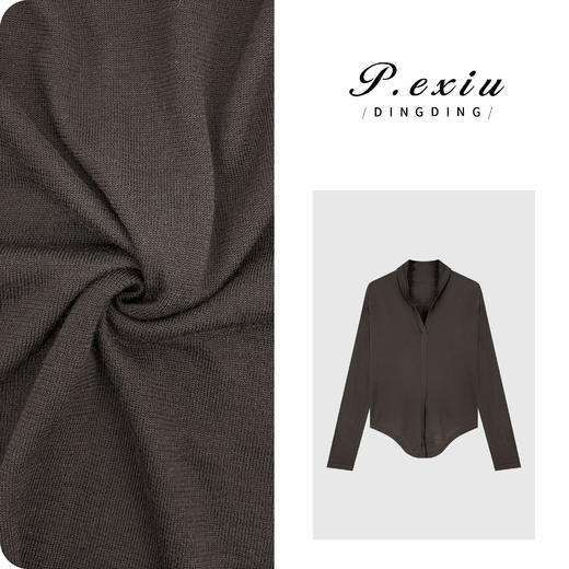 04-2潘依绣丁丁宠粉 丝光绵羊毛设计感气质V领针织长袖上衣 ZZ1056 商品图0