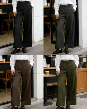 原单新款天丝羊毛混纺九分阔腿直筒裤