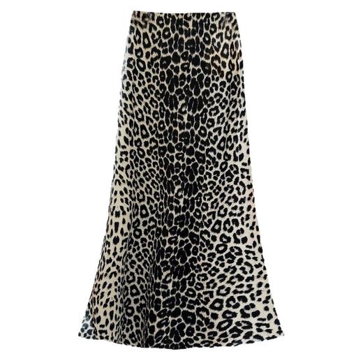 【美式复古豹纹包臀鱼尾裙】夏季新款 小众醋酸缎面高腰抽绳垂感半身裙 商品图1