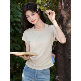 鹿向南【0407/00:00新品】杏色短袖T恤