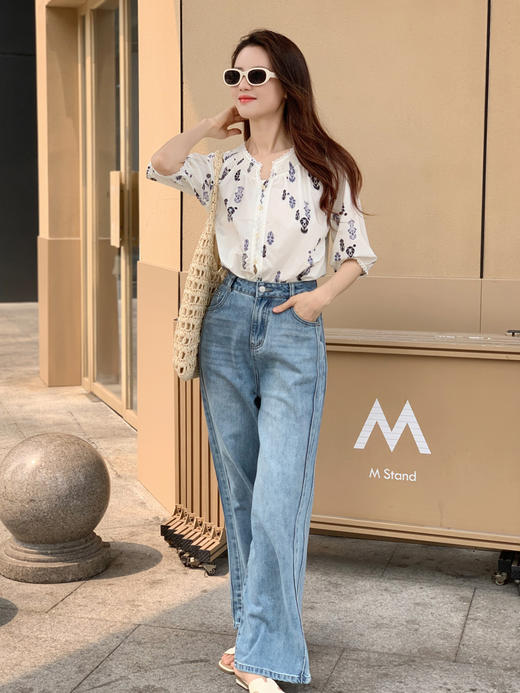 【百图lulu定制】【西西里衬衫】度假氛围感 南法花纹 灯笼袖 松弛感衬衫 商品图4