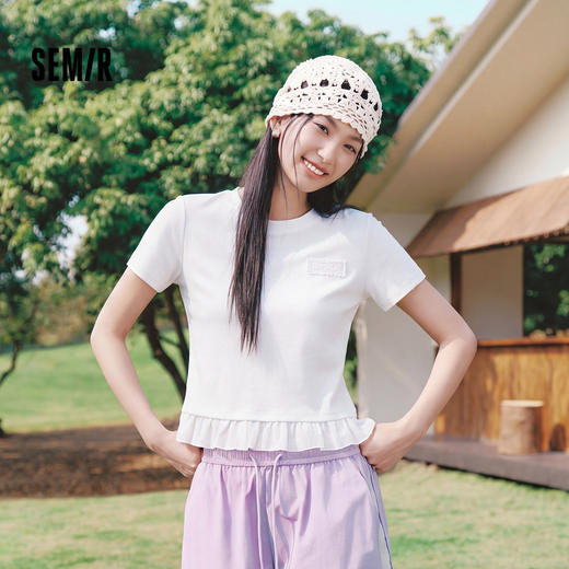 凉感T|商场同款森马短袖T恤女夏短款假两件2026新款简约气质衣服 商品图1