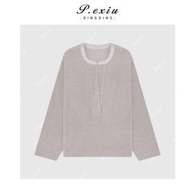 04-2潘依绣丁丁宠粉人丝气质通勤绒面深V领宽松廓形长袖卫衣M9207