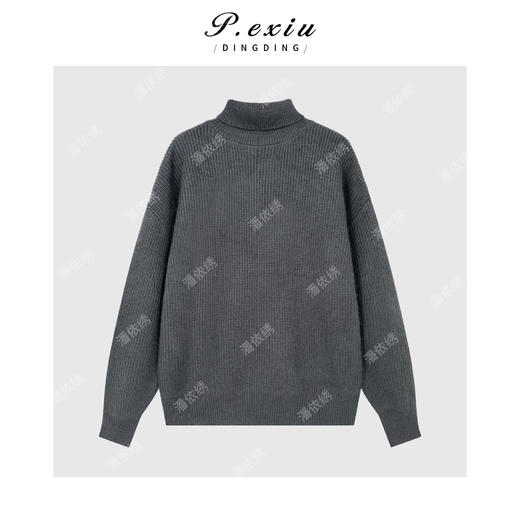 04-2潘依绣丁丁宠粉浣熊绒羊毛人丝复古软糯百搭高领长袖针织上衣Q46316 商品图1