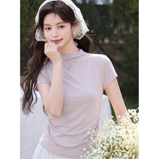 鹿向南【0407/00:00新品】紫色T恤 商品图4