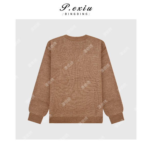 04-2潘依绣丁丁宠粉羊毛复古老钱松弛感单口袋V领长袖针织上衣Q63448 商品图1