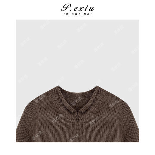 04-2潘依绣丁丁宠粉100%绵羊毛简约百搭圆领卷边长袖针织上衣Q96420 商品图2