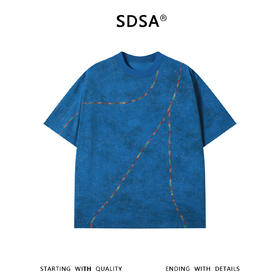 SDSA男装2026新款轻奢潮牌时尚满天星彩色明线圆领短袖T恤百搭