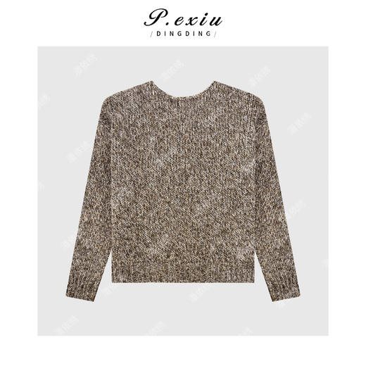 04-2潘依绣丁丁宠粉 兔绒羊毛花纱慵懒风粗针长袖针织毛衣 L2717 商品图2