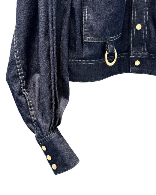 女款金扣泡泡袖牛仔外套la008 商品图2