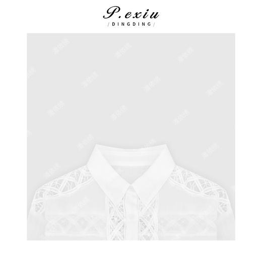 04-2潘依绣丁丁宠粉【悠长夏日】麻料复古浪漫镂空拼接长袖衬衫M8108 商品图2