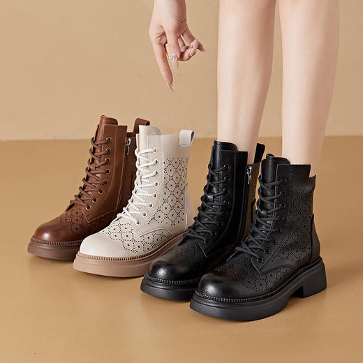 马丁靴单靴英伦风短靴新款复古真皮厚底靴子2805-0 商品图3