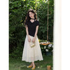 鹿向南「漫光叙夏」黑色短袖T恤女夏季高端小资不规则修身小上衣 商品缩略图1