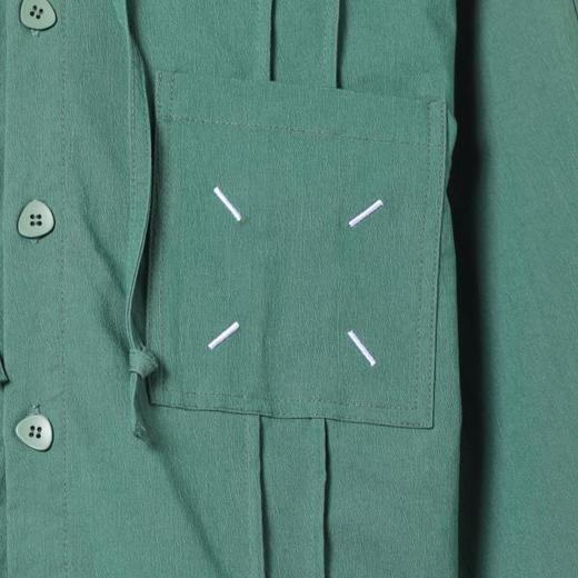 SDSA男装2026新款高贵轻奢日系褶皱刺绣纯色连帽长袖衬衫百搭舒适 商品图4