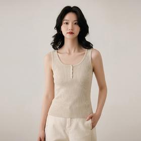 叠穿进阶版~康赛妮单排扣丝羊绒背心女修身无袖上衣KSYR260620
