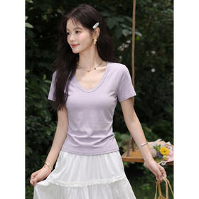 鹿向南【0407/00:00新品】浅紫色T恤