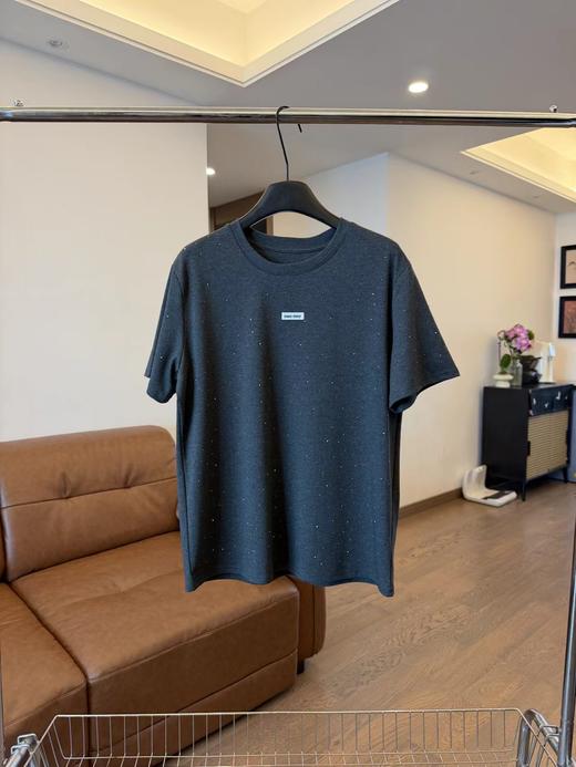F040507日常简约休闲通勤重工烫钻圆领正肩版型短袖T恤 商品图12