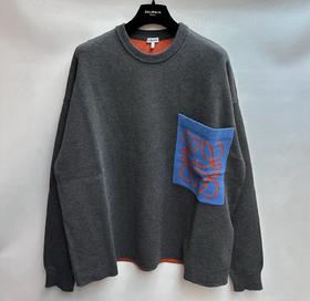 男款拼色宽松针织衫毛衣hu014