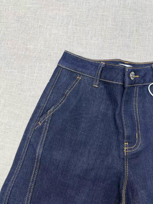 F040506春夏新款水洗麻牛仔混纺高腰阔腿五分牛仔裤 商品图11