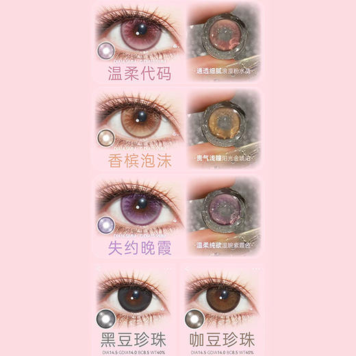 【活动】Melokatie半年抛 新品 古早甜妹/人气校花/淡颜女高/撒娇天使/美式甜心/模拟芭比/软糖小熊/温柔代码/香槟泡沫/失约晚霞/黑豆珍珠/咖豆珍珠 锁边显色大直径美瞳 日常通勤狗狗眼 商品图3