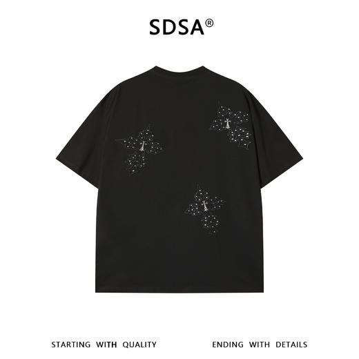 SDSA男装2026新款轻奢潮牌十字架刺绣字母设计圆领短袖T恤百搭 商品图1