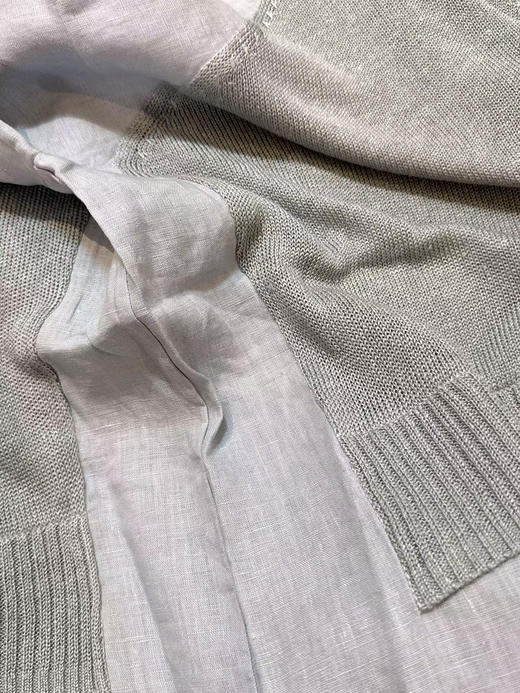 Maxc@假两件亚麻针织T恤。雾霾蓝色/米白/驼色。自己备注号码颜色 商品图11