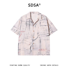 SDSA男装2026新款高贵轻奢小众设计服装纸样印花设计短袖衬衫百搭