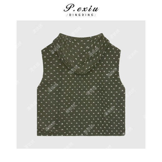 04-2潘依绣丁丁宠粉韩系减龄时髦提花摇粒绒连帽松弛感无袖卫衣Q71644 商品图1