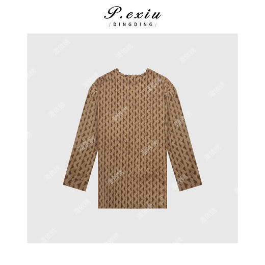 04-2潘依绣丁丁宠粉 秋冬绒面打底蕾丝勾花精致长袖T恤 G9051 商品图2