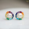 彩虹珍珠耳钉 商品缩略图0