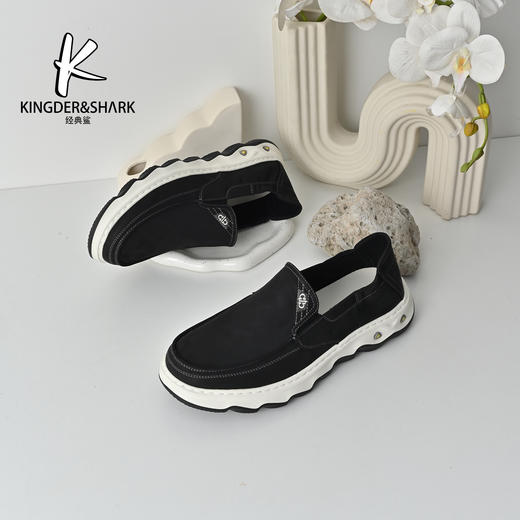 经典鲨2026年春季专柜新品男士一脚蹬舒适透气轻便布鞋单鞋KW361-613031 商品图3