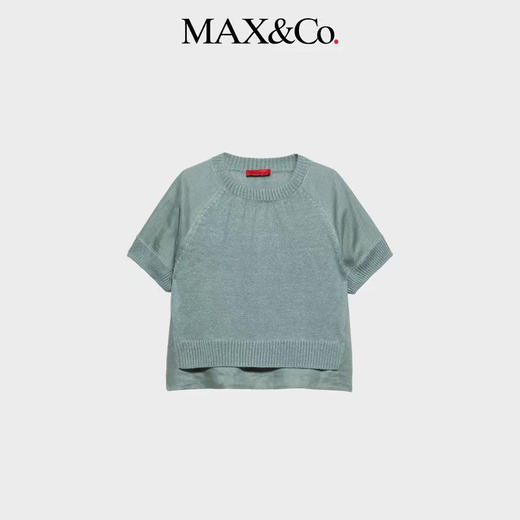 Maxc@假两件亚麻针织T恤。雾霾蓝色/米白/驼色。自己备注号码颜色 商品图6