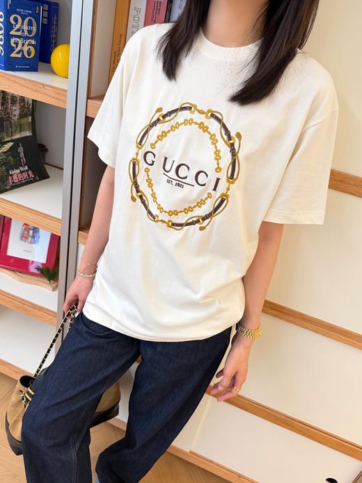 古驰 2026春夏最新款🆕马衔扣刺绣T恤 商品图1