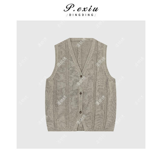 PanYiXiu/潘依绣人丝老钱风复古简约竖条纹针织马甲 C028 商品图1
