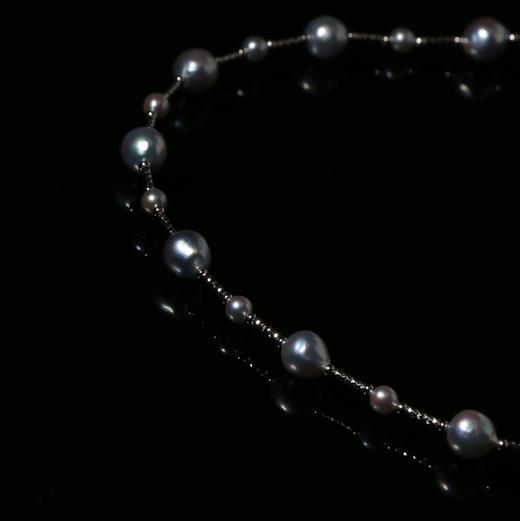 爆闪 满天星 高阶版 4-9mm 日本进口akoya海水珍珠真多麻色 纯银镀铑金高端配件 商品图1