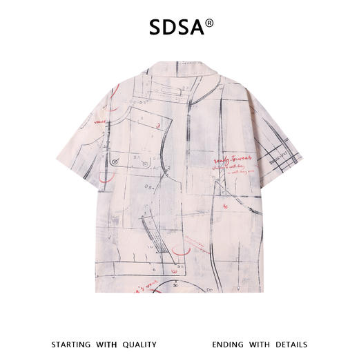 SDSA男装2026新款高贵轻奢小众设计服装纸样印花设计短袖衬衫百搭 商品图1