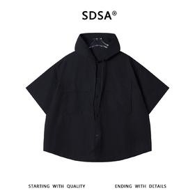 SDSA男装2026新款高贵轻奢连帽多口袋短袖衬衫宽松休闲上衣