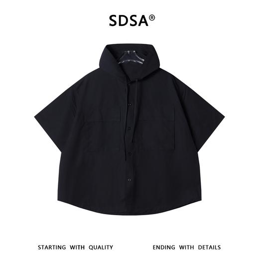 SDSA男装2026新款高贵轻奢连帽多口袋短袖衬衫宽松休闲上衣 商品图0