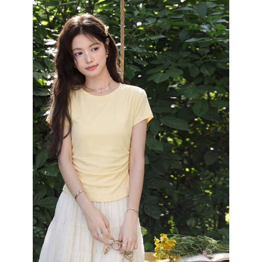 鹿向南【0407/00:00新品】嫩黄色T恤 商品图2
