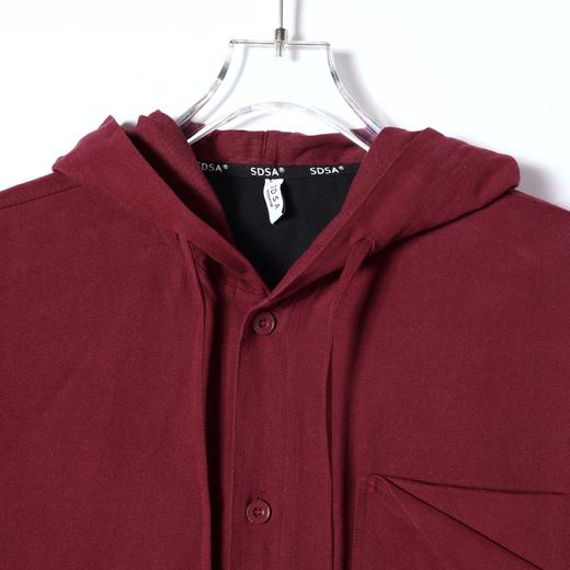 SDSA男装2026新款高贵轻奢简约纯色下摆拼接纽扣连帽长袖衬衫百搭 商品图2