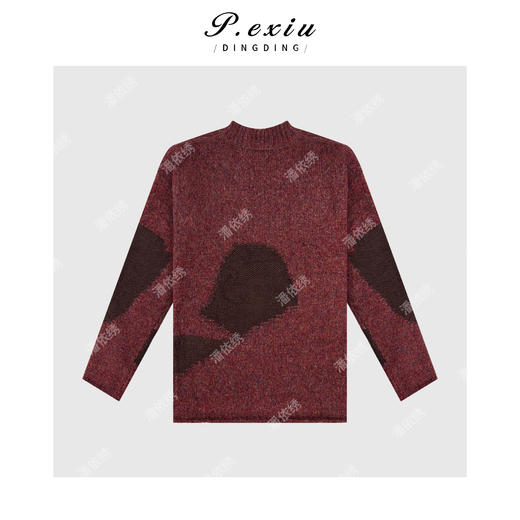 04-2潘依绣丁丁宠粉复古慵懒风撞色卷边设计感针织毛衣 L2505 商品图2