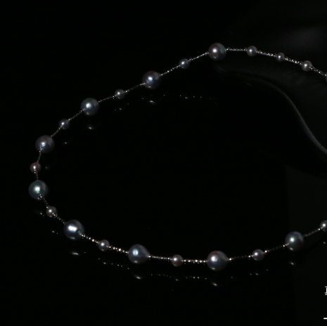 爆闪 满天星 高阶版 4-9mm 日本进口akoya海水珍珠真多麻色 纯银镀铑金高端配件