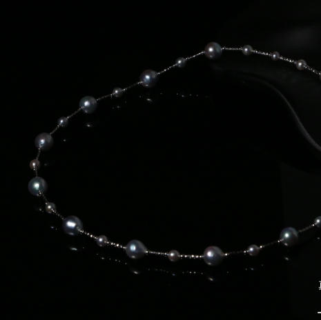 爆闪 满天星 高阶版 4-9mm 日本进口akoya海水珍珠真多麻色 纯银镀铑金高端配件 商品图0