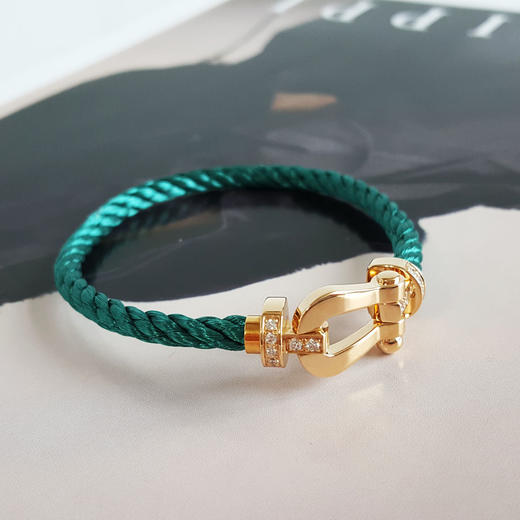 【95新】FRED斐登Force 10手链大号18K黄金半钻Force 10马蹄扣手链 链绳17号中性款280326NJS07 商品图2