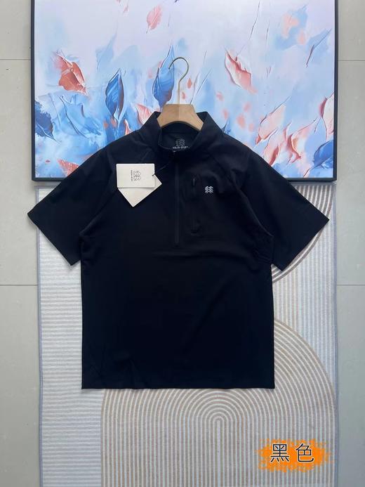 F040525无痕全压胶立领速干户外半拉链口带运动速干T恤短袖 商品图6