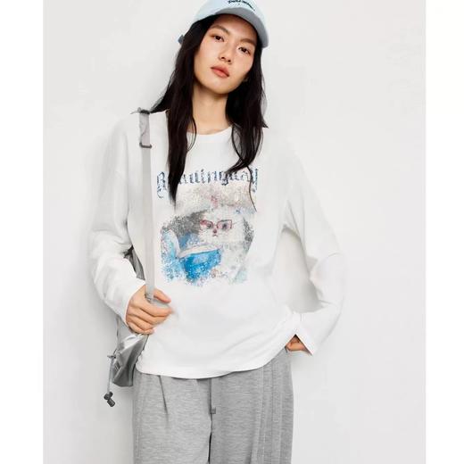 F040503春季新款休闲宽松时尚圆领印花长袖T恤上衣 商品图4