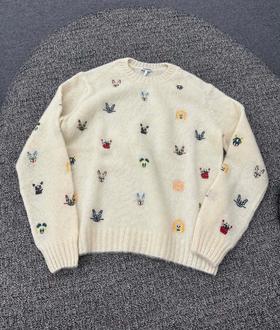 女款卡通刺绣针织毛衣zh014
