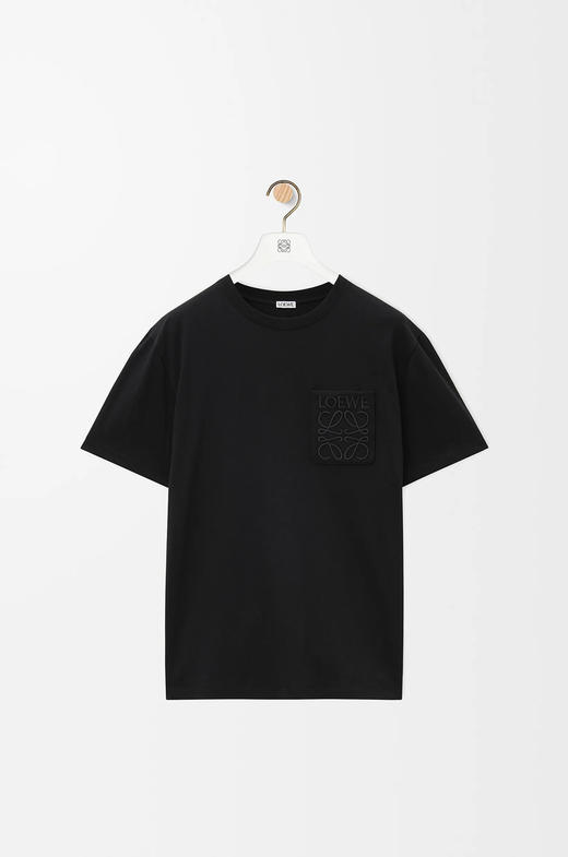 LOE-T 黑色口袋刺绣T恤 商品图0