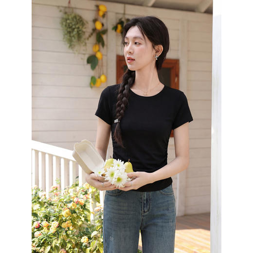 鹿向南【0407/00:00新品】黑色T恤 商品图3